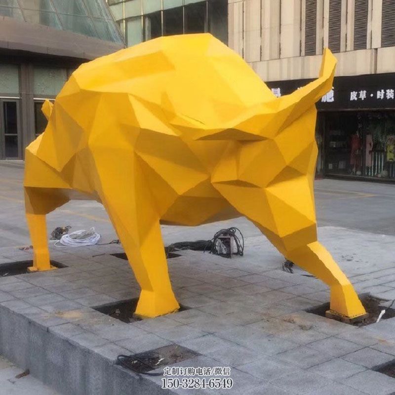 小不锈钢牛雕塑 动物雕塑底座订做 各类雕塑标准